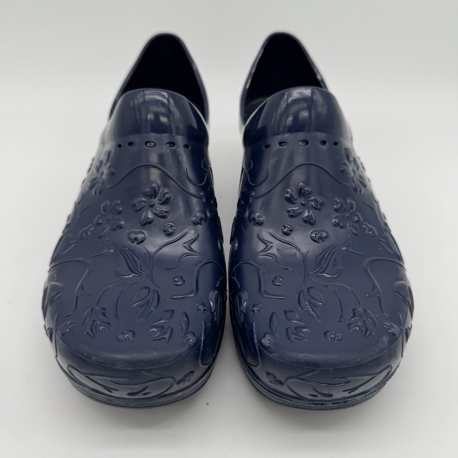 Dansko Pixie Blue Floral Molded Rubber $140 Clog … - image 3