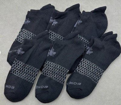 6 Pairs Men's Solid Honeycomb Ankle Socks Size Large 9.5-13 Black