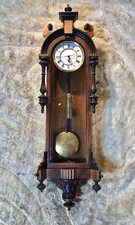 Antique Germany Franz Peucker ,clock ,walnut Case,porcelain Dial, 1 Weight Brass