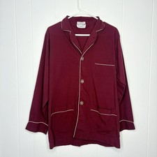 Vintage Christian Dior Monsieur Men s PJ Pajama Shirt Top Burgundy Red Medium