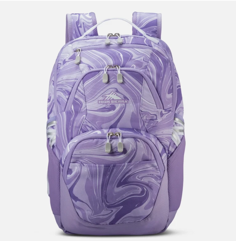 Mochila High Sierra Swoop con bolsillo para computadora portátil mármol lavanda 18,9x11x5,9 pulgadas Di Foto 2 de 4