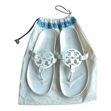 Tory Burch MILLER SANDAL SOFT Calf Leather New Ivory Size 9 With Bag Used Once