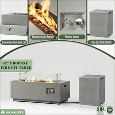 42" Propane Gas Fire Pit Table with Storage Bin 50000BTU Garden Fireplace Heater