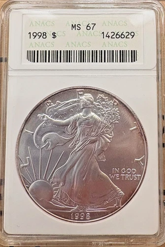 1998 American Eagle $1 Silver - Certifed ANACS MS67 - No Reserve - Old Holder