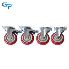 4 Pcs Heavy Duty 4 Inch Swivel Caster Wheels 2 With Brakes And 2 Without Brakes