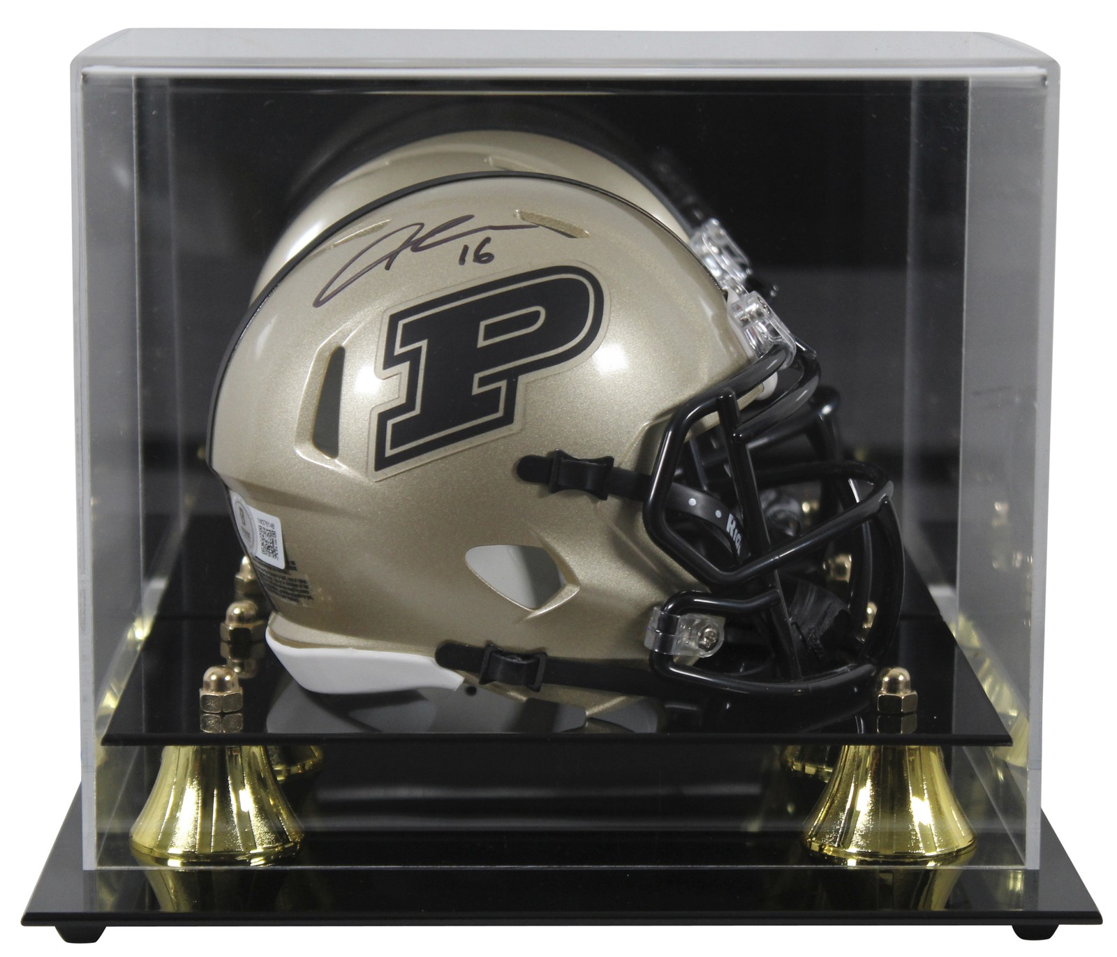 Aidan O'Connell Autographed Signed Purdue Boilermakers Purdue Authentic Gold Speed Mini Helmet w/ Case BAS Wit 