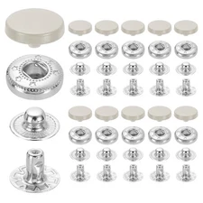 20 Set Snap Fasteners, 12mm #633 Zinc Alloy Press Studs Buttons, Beige