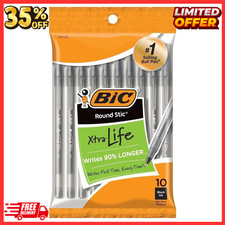 Pack of 10 Ballpoint Pen - Black Ink Ball Point Pens for Office Writing School