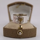 K5.3 Vintage 925 Silver Heart Relief Hammered Band Ring Size S