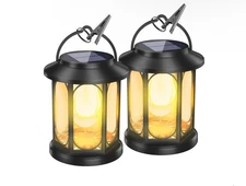 2 Pack Solar Lanterns Outdoor Waterproof,Black
