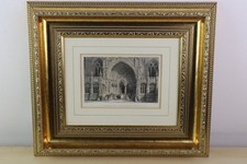 Framed Antique Georgian Engraving - Thomas Allom - Entrance to Lincoln Cathedral