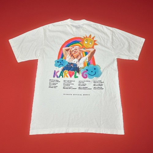 Camiseta Karol G Manana Sera Bonito Tour Concierto Talla Mediana Blanca