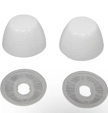Toilet Floor Bolt Cap Set Flat Top Bright White PVC 2 Base+2 Dome Full Pair