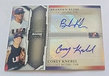 BRANDEN KLINE COREY KNEBEL 2011 Bowman Sterling /299 Dual Auto Orioles Brewers
