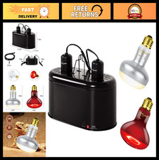 Dual Lamp Fixture for Reptiles - 100W UVA Daylight  Infrared Heat Bulb Combo