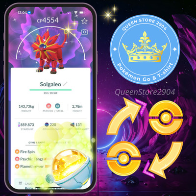 Pokémon  GO  P.T.C or TRADE  Shiny Solgaleo   Level 50 + 3 Movesets Digital 