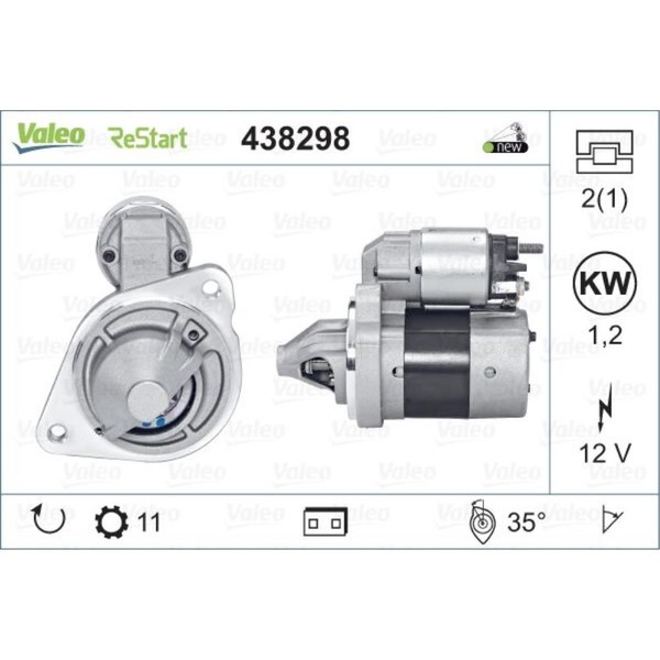 Valeo Starter 1.2 KW FüR Ford C-Max II 1.0 Ecoboost Focus III Turnier 438298-image