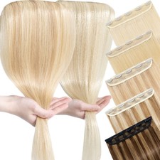 One Piece Clip In Remy Human Hair Extensions 3/4 Full Head Thick Highlight Weft