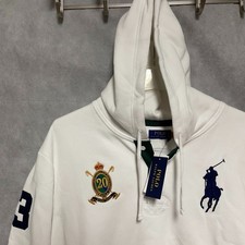 NWT Polo Ralph Lauren Hoodie Men XXL White BIG PONY 20th ANNIVERSARY CREST Luxe