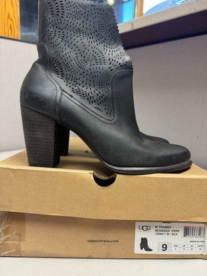 UGG Women's Thames SeaWeed Perf Black Bootie Leather Size 9 Brand New