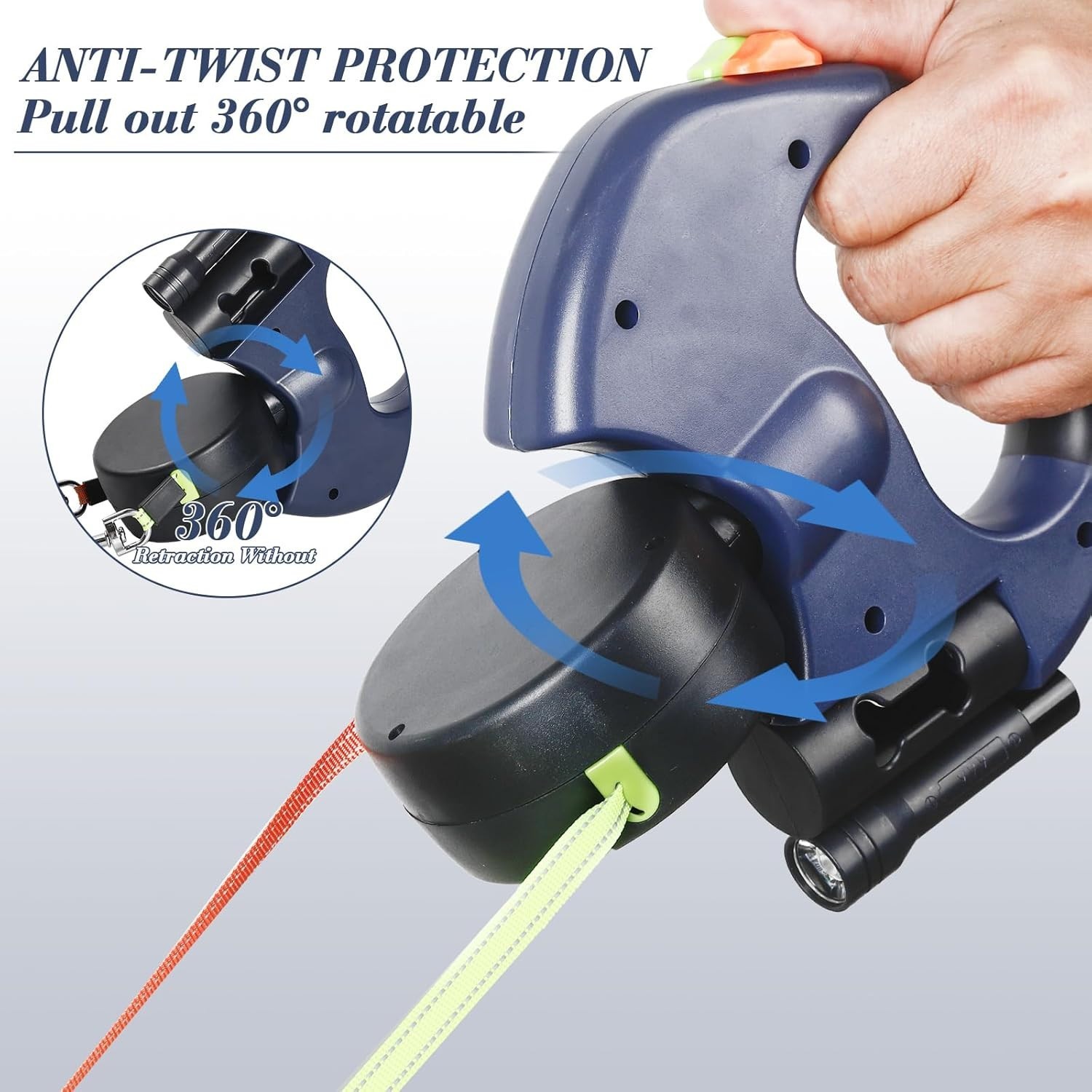 Retractable Reflective Dual Pet Leash Lead 360Swivel Double Dog Walking Leash US