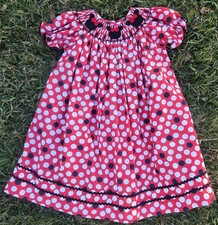 Minnie Mouse Classic Whimsy Toddler Girls Smocked Dress Disney Size 2T