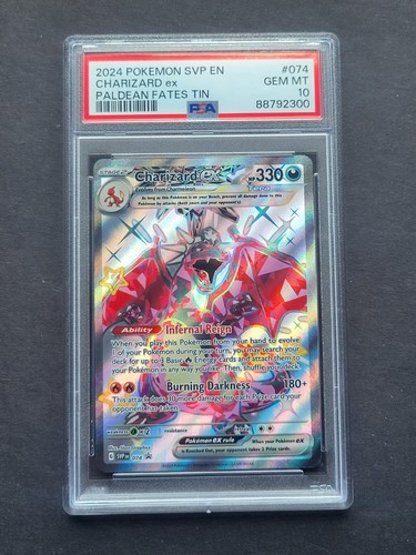 PSA 10 CHARIZARD EX 074 - S&V PALDEAN FATES TIN BLACK STAR PROMO - GEM MINT