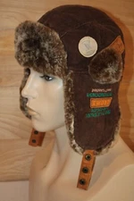 Vintage Corduroy Trapper Hat AmericaDreamJean TWOBE Brown Faux Fur Unisex OS
