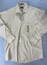 Arrow Classic Fit Non-Iron Poplin Cotton Dress Shirt. Beige, Men's 15.5-32/33