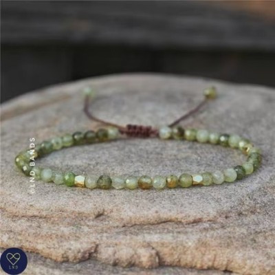 Green Garnet Faceted Bead Bracelet, Adjustable Minimalist Bracelet