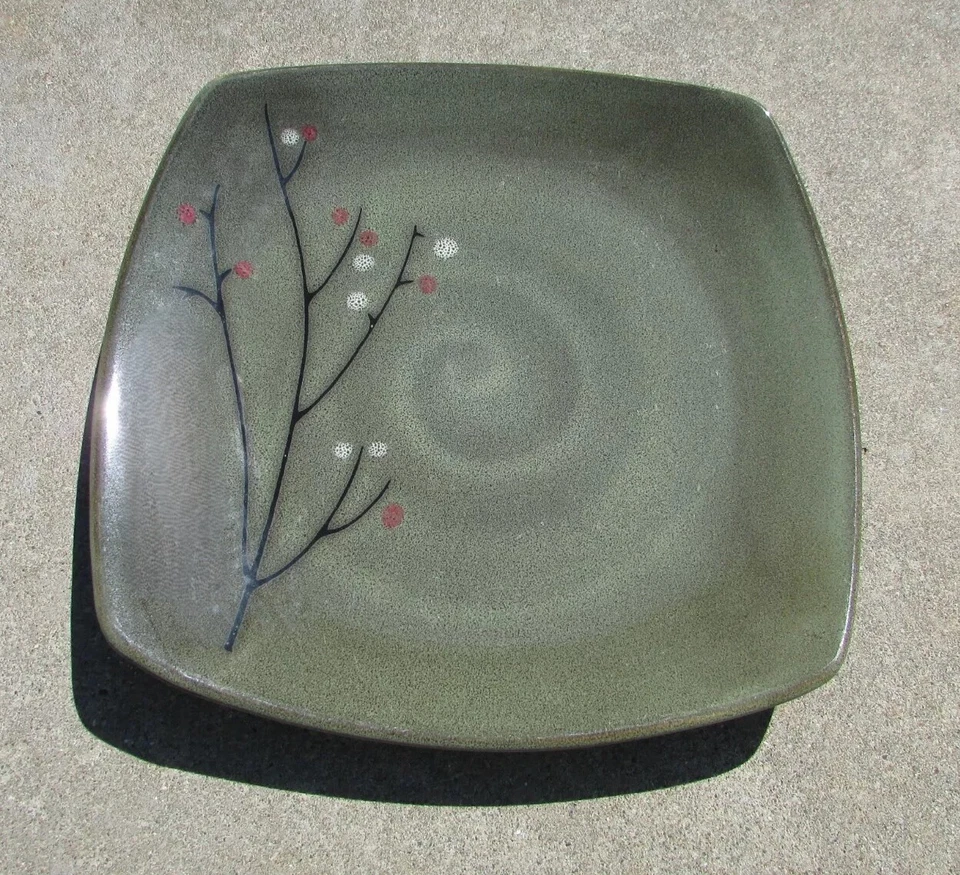 4 platos de almuerzo de postre para ensalada BLACK BLOSSOM de Sango 8" cuadrados sin usar Foto 3 de 4