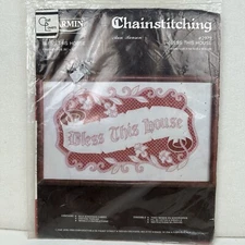 NEW Vintage Charmin Chain Stitching Bless This House New Janlynn 2979 20x12”