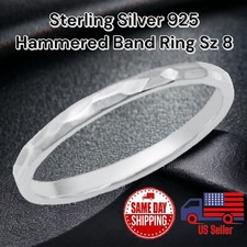 Sterling Silver 925 2.5mm Hammered Band Ring ...
