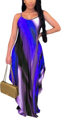 BessCops Women's Summer Casual Sexy Stripe Loose Maxi Dresses 2024 Floor Length 