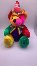 Vintage 90  s First  Main Rainbow Happy Birthday Plush Teddy Bear: No Sound