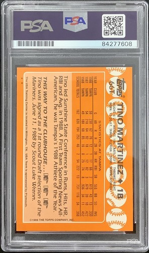 Tino Martinez Signed 1988 Topps #66T Rookie Baseball Card RC Autograph PSA/DNA - Picture 2 of 2
