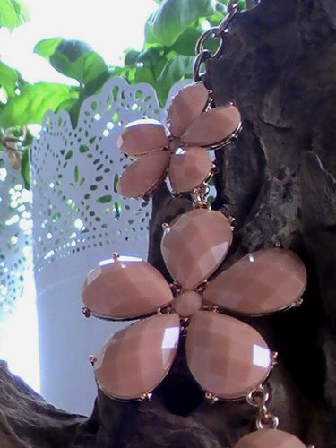 orange flower statement necklace flowers pastel light summer spring handmade FAB - Picture 4 of 10