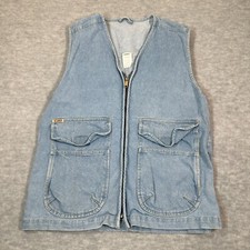 Gitano Vest Denim Jacket Women's Small Blue 100% Cotton Pockets Full Zip V-neck