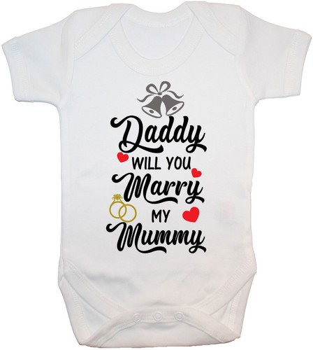 Daddy Will You Marry My Mummy Baby Grow Strampler Body 0-24m Heiratsantrag - Bild 5 von 10