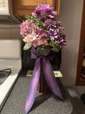 Hydrangea Purple Lilac Floral Greenery CENTERPIECE STAND Flower Arrangement New