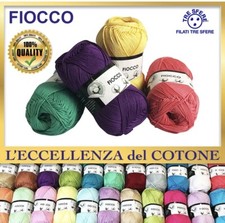 GOMITOLO COTONE FIOCCO 50g 125 MT per ferri e uncinetto Tre sfere
