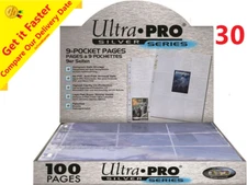 ULTRA PRO SILVER 9 POCKET AFL POKEMON MTG TRADING CARD SLEEVES x 30 PAGES