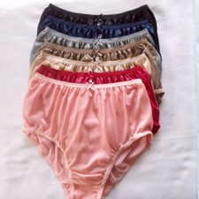 7 Nylon Panties Underwear Unisex Silky Soft Smooth Briefs High Waist 30"-36" L