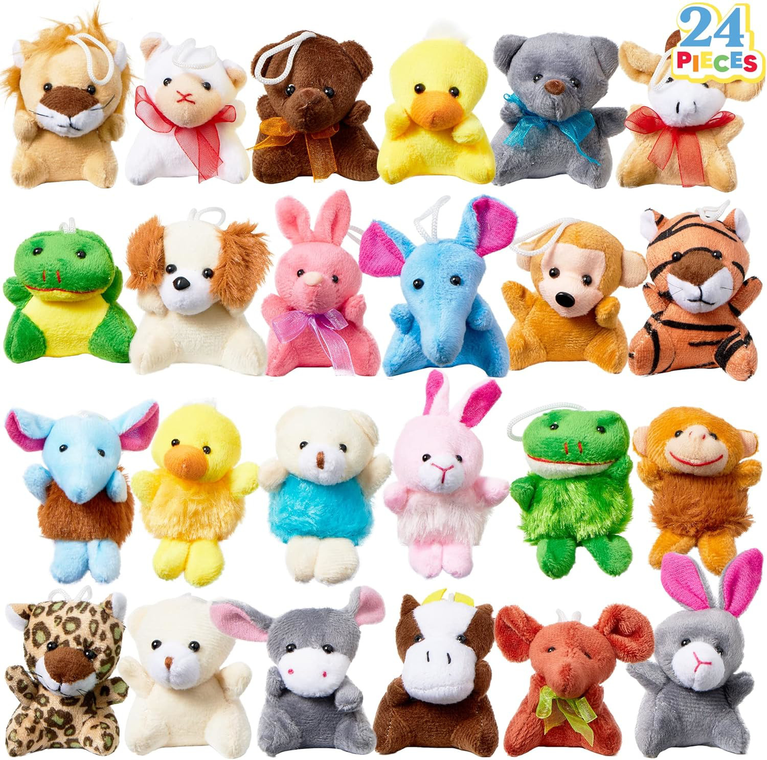 JOYIN 24 Pack Mini Animal Plush Toy Assortment 24 Units 3" Each, Animals for for