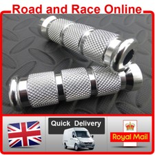 Race Foot Pegs For Rearsets 12mm Fixing Silver CNC Knurled Aluminium Universal