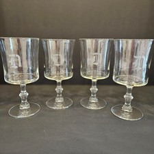 (4) Vintage Clear Glass Goblets with "D" Monogram  (#166)