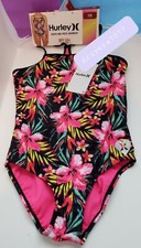 Hurley Girls' One-Piece Swimsuit Size 7-8 Color Black Hiper Pink 