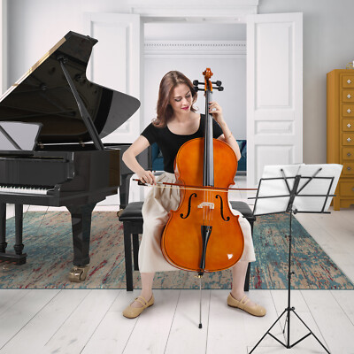 School Band 4/4 Full Size Natural BassWood Cello Set with Bag+Bow+Bridge+Rosin