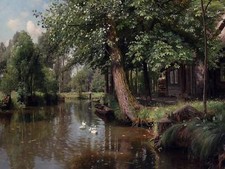 PUNTING ON THE RIVER P. Monsted ducks Tile Mural Kitchen Backsplash Ceramic 10x8