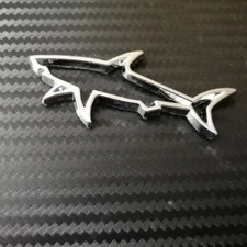 Car Badge Shark Outline Metal Chrome Trunk Side Rear Motorcycle Emblem Sticker